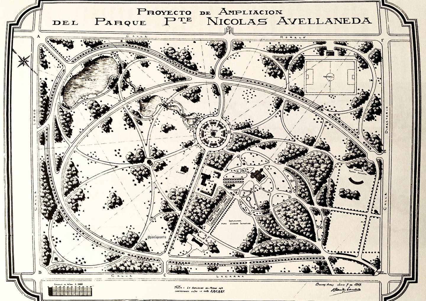 Benito Carrasco plano de nuestro Parque en 1914